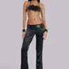 Pantalon en satin « Nivi Chainmail » noir