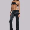 Pantalon en satin « Nivi Chainmail » noir