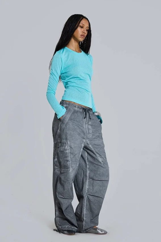 Parachute Pants noir délavé à l'huile