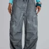 Parachute Pants noir délavé à l'huile