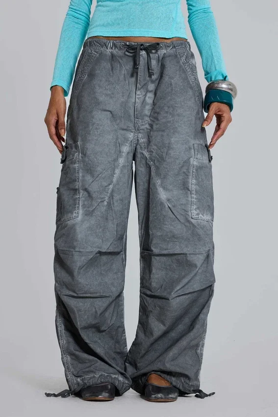 Parachute Pants noir délavé à l'huile
