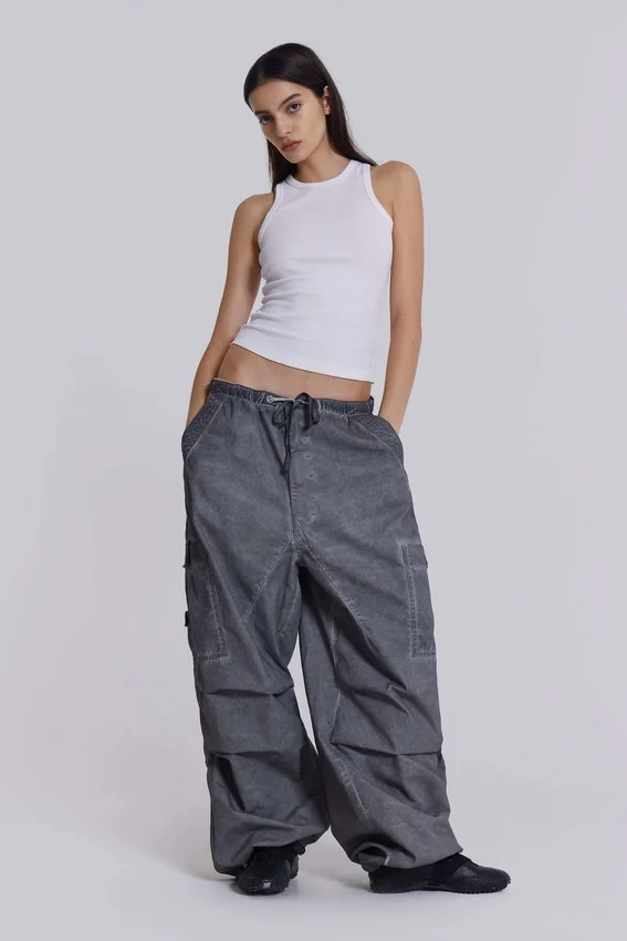 Parachute Pants noir délavé à l'huile