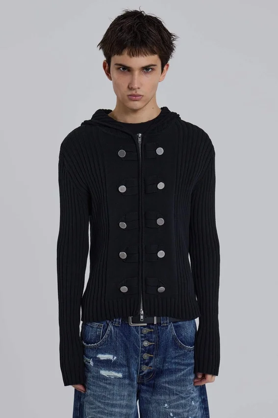 Pull militaire à capuche en maille
