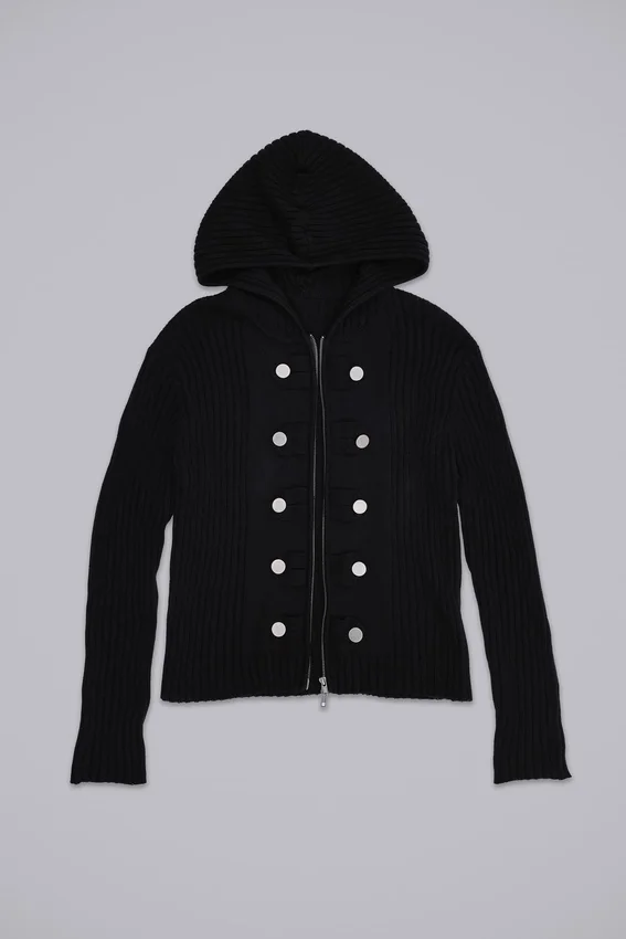 Pull militaire à capuche en maille