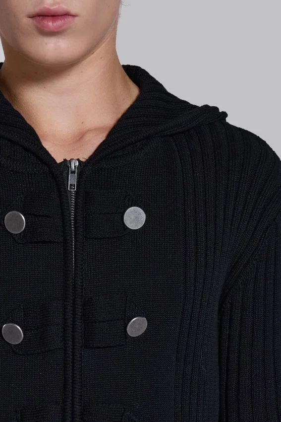 Pull militaire à capuche en maille