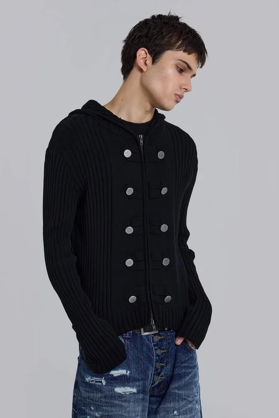 Pull militaire à capuche en maille