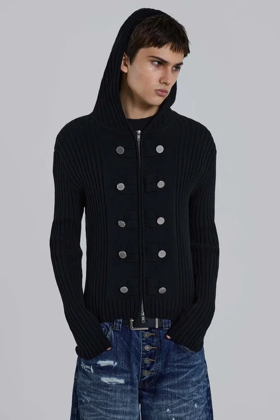 Pull militaire à capuche en maille
