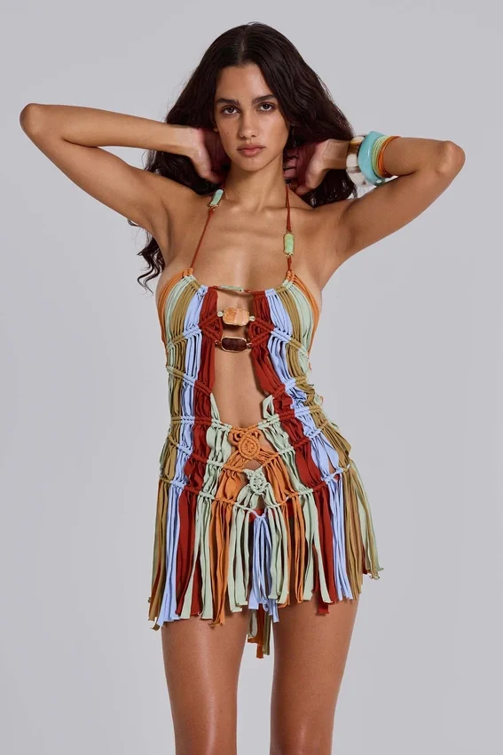 Robe en macramé faite main « Feliz »