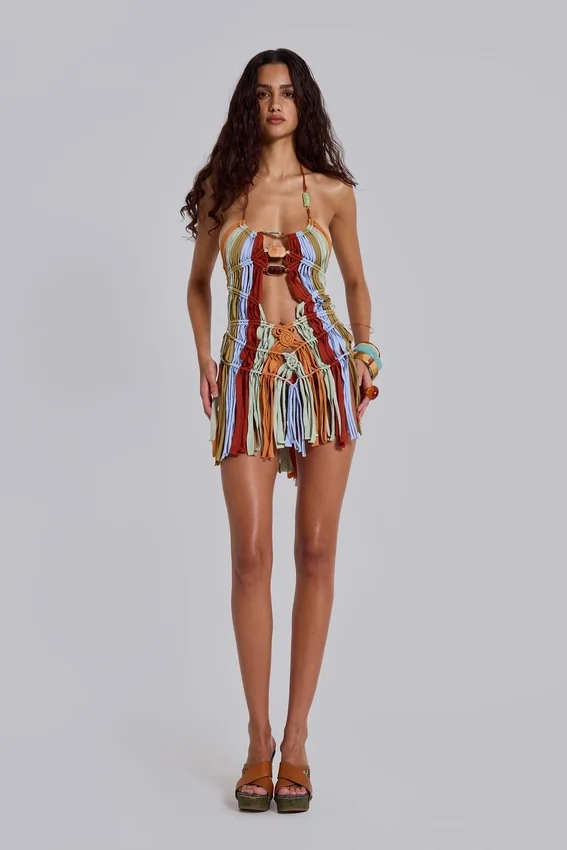 Robe en macramé faite main « Feliz »