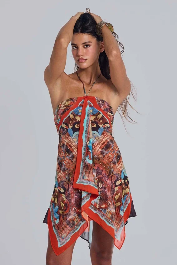 Robe-foulard en mousseline Ixia