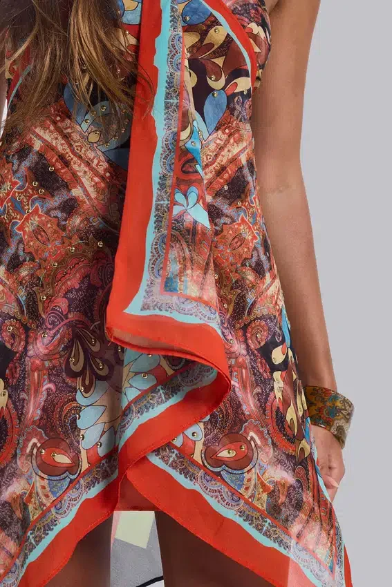 Robe-foulard en mousseline Ixia