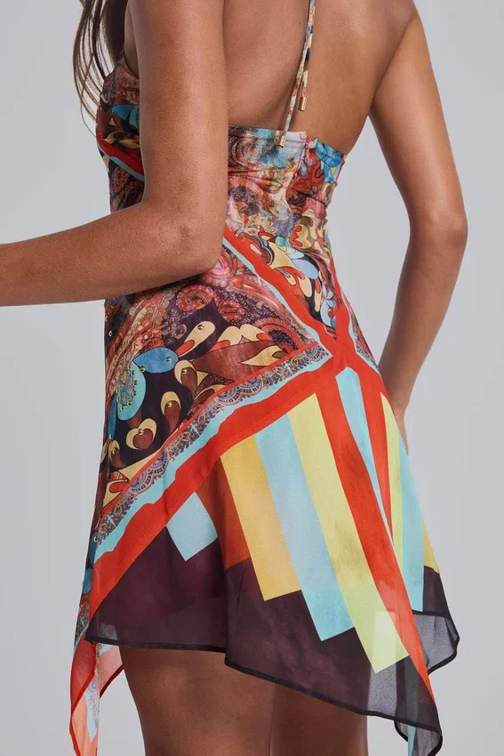 Robe-foulard en mousseline Ixia