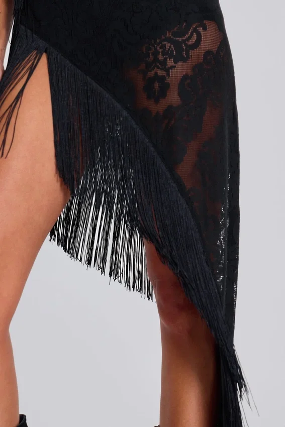 Robe à franges en dentelle Vivienne