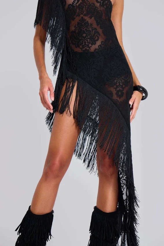 Robe à franges en dentelle Vivienne