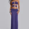 Robe longue à bretelles Amara avec finitions métalliques