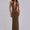 Robe longue à découpes 6AM, couleur mousse