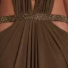 Robe longue à découpes 6AM, couleur mousse