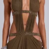 Robe longue à découpes 6AM, couleur mousse