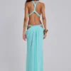 Robe longue à découpes 6AM, couleur turquoise