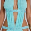 Robe longue à découpes 6AM, couleur turquoise