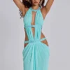 Robe longue à découpes 6AM, couleur turquoise