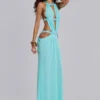 Robe longue à découpes 6AM, couleur turquoise