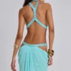Robe longue à découpes 6AM, couleur turquoise