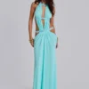 Robe longue à découpes 6AM, couleur turquoise