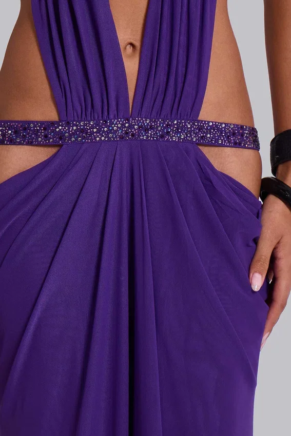 Robe longue à découpes 6AM, violette
