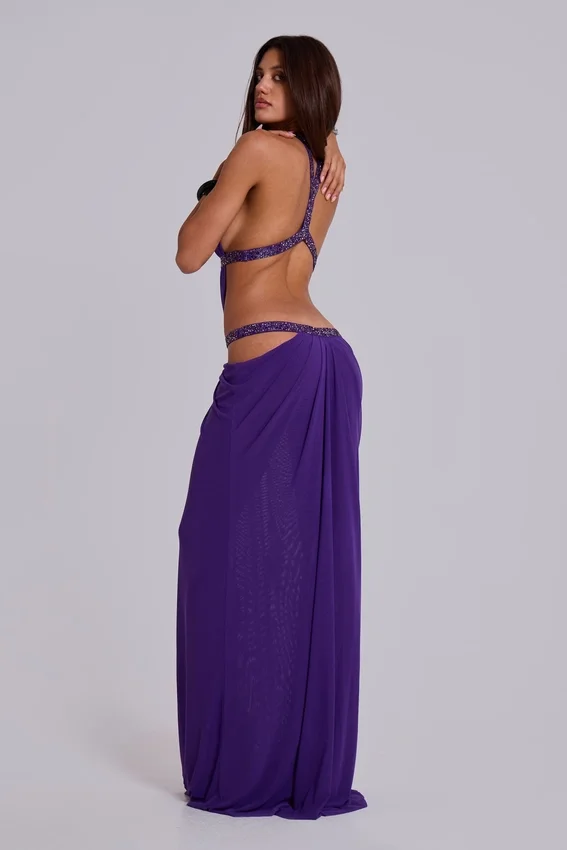 Robe longue à découpes 6AM, violette