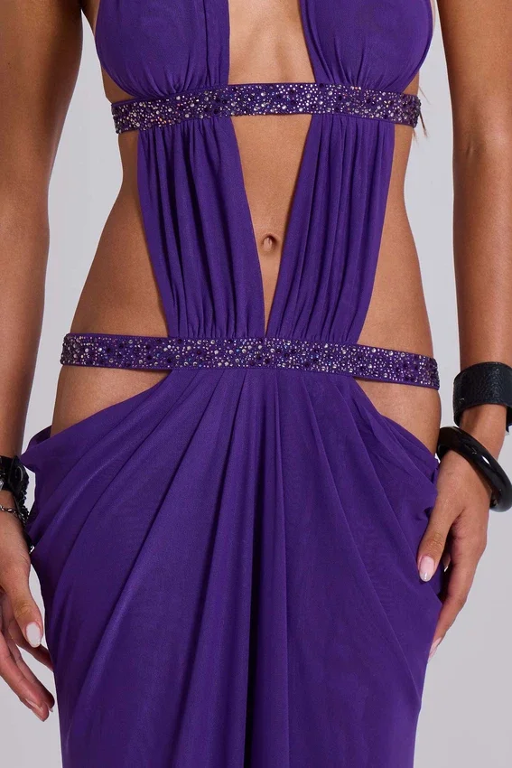 Robe longue à découpes 6AM, violette