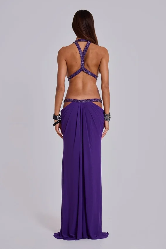 Robe longue à découpes 6AM, violette