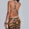 Robe longue à découpes Saffra imprimé tigre
