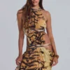 Robe longue à découpes Saffra imprimé tigre
