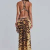 Robe longue à découpes Saffra imprimé tigre