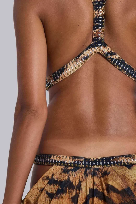 Robe longue à découpes Saffra imprimé tigre