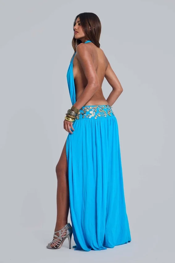 Robe longue dos nu Irvin ornée à la main
