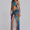 Robe longue dos nu « Quartz » à cristaux