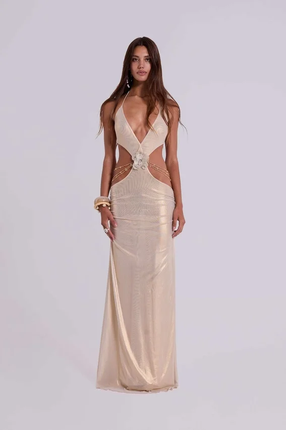 Robe longue dos nu Vida dorée