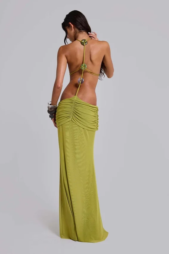 Robe longue drapée dos nu Darlyn