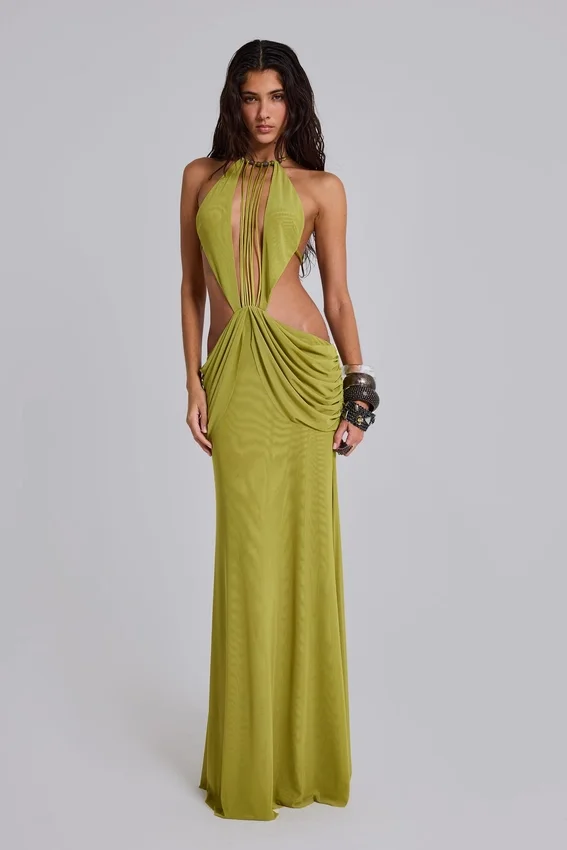Robe longue drapée dos nu Darlyn
