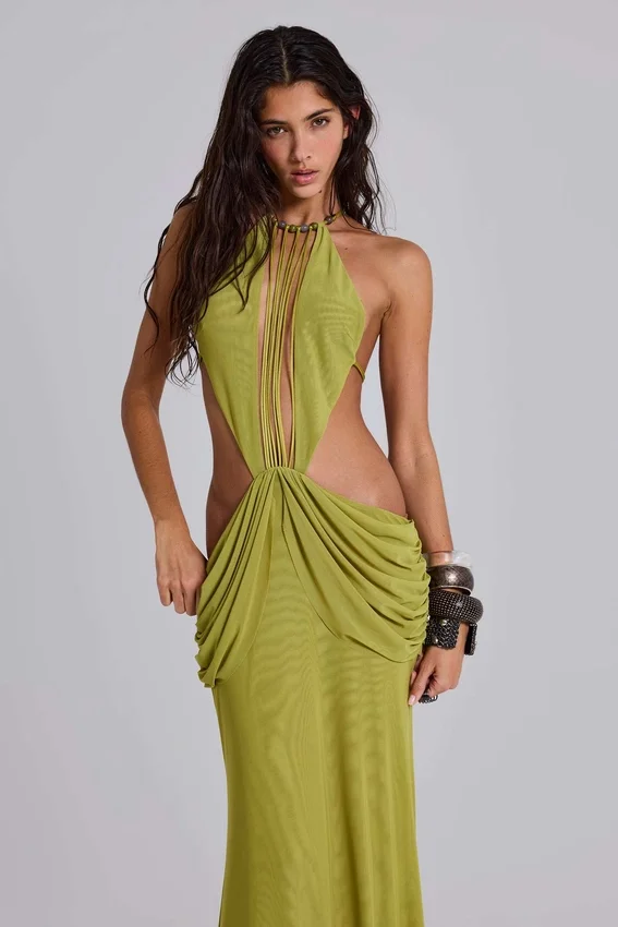 Robe longue drapée dos nu Darlyn