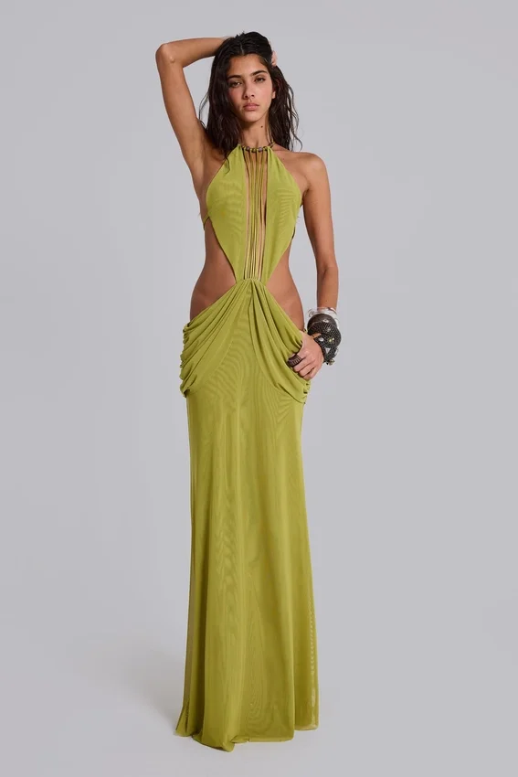 Robe longue drapée dos nu Darlyn