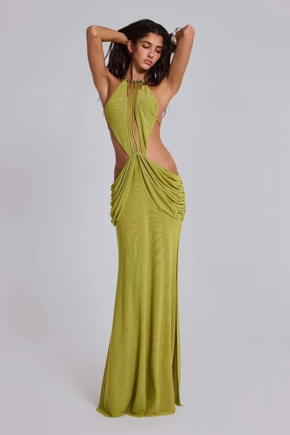 Robe longue drapée dos nu Darlyn
