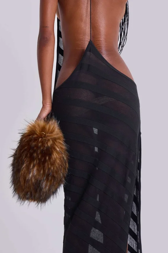 Robe longue en maille « Noir »