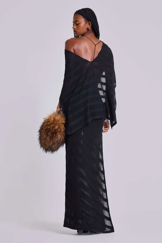 Robe longue en maille « Noir »