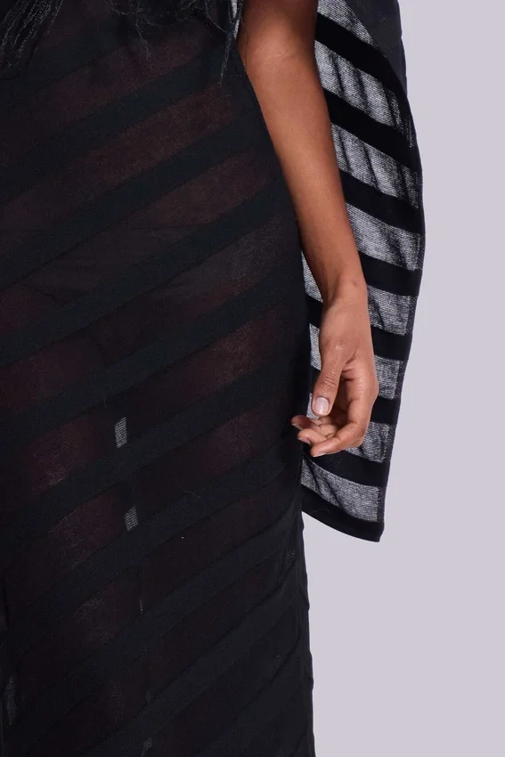 Robe longue en maille « Noir »