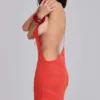Robe longue en maille « Noir » couleur corail