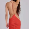 Robe longue en maille « Noir » couleur corail