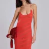 Robe longue en maille « Noir » couleur corail